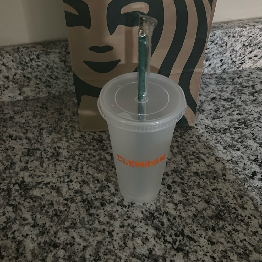🏈 NEW STARBUCKS CLEMSON TIGERS REUSABLE COLD CUP  🏈